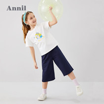 Anel childrens clothing girls Net red suit new Zhongdabong short sleeve set girl summer two-piece set