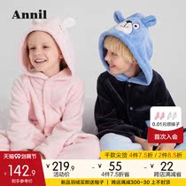 Anel childrens clothing gown long 2021 Winter new foreign flannel warm home clothing with hat