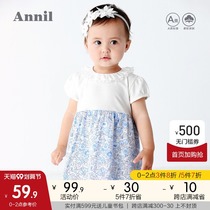 Anel childrens clothing baby dress ruffle stitching summer girl baby short sleeve jumpsuit Y