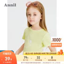 Anel childrens clothing girls short sleeve T-shirt 2021 summer new foreign style three-dimensional embroidered national tide girl shirt thin