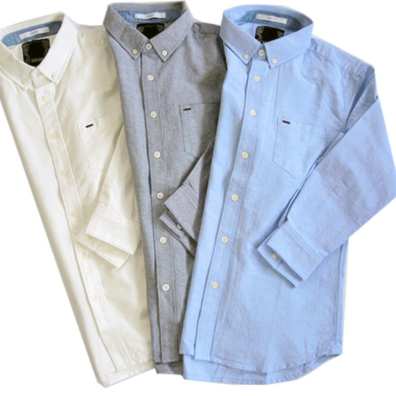 Radium Oxford Long-Sleeve Shirt Men's Trendy Japanese Original Solid Color Slim Fit Shawn Yue Style Shirt