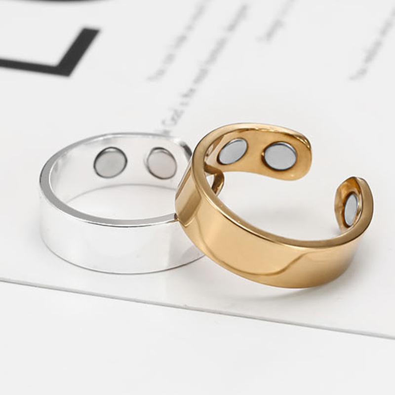 Calmi Ring Stainless Steel Magnet Rose Gold Stylish Trendy Fashionable Handsome Magnetic Couple Style Open Ring Calmi Ring Stainless Steel Magnet Rose Gold Stylish Trendy Fashionable Handsome Magnetic Couple Style Open Ring