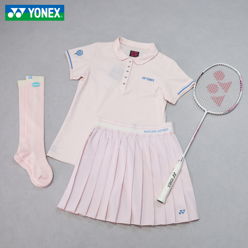 Yonex Quick-Drying Badminton Women's Polo Shirt 21006 Short-Sleeved Skirt 26210 Pink Suit