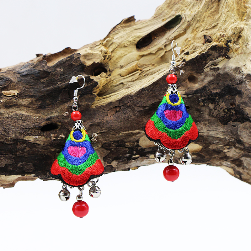 National Wind Embroidered Earrings Short earrings Ears Pendant Retro Square Dance Dance Stage Accessories Accessories REAL ATTRACTIONS HOT SELL