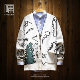 Мультяшный динозавр, кардиган, японский свитер, трикотажная куртка