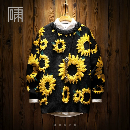 Демисезонный японский ретро утепленный трикотажный свитер