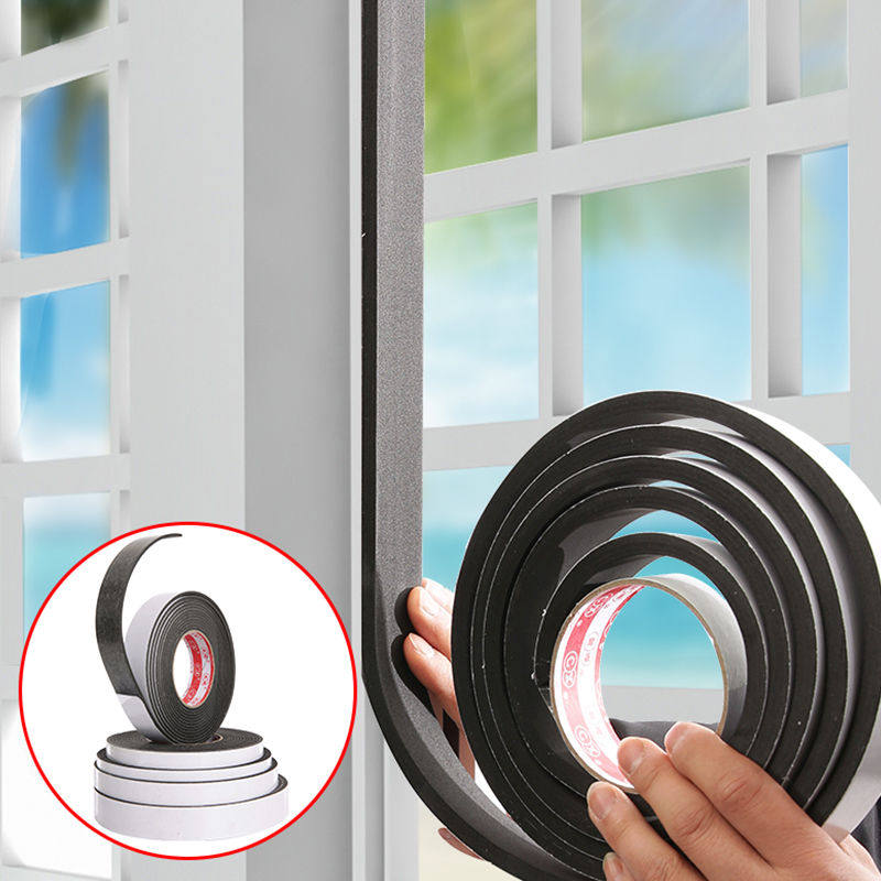Black foam single-sided glue door and window gap anti-collision sealing strip sound insulation windproof shockproof buffer sponge self-adhesive strip