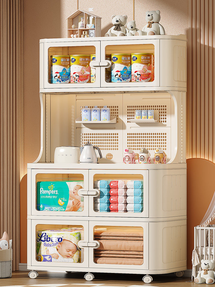 Baby Feeding Table Storage Cabinet Children's Toy Storage Rack Floor-Standing Household Storage Rack Baby Clothes Storage Cabinet