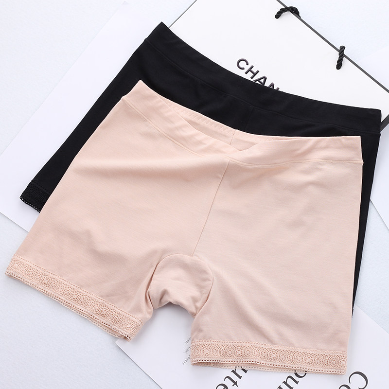 Modal women's anti-glare safety pants mid-waist outer wear elastic underwear women's summer lace edge safety pants