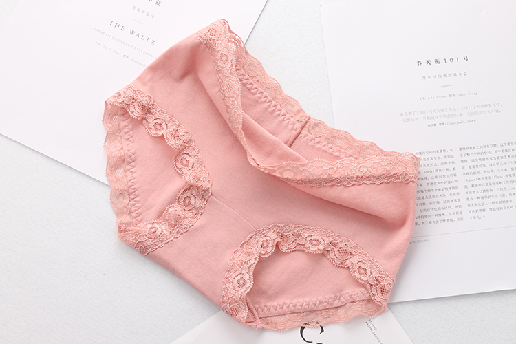 4 chiếc quần lót cotton của phụ nữ, túi thắt lưng, hông, vải cotton, ren Nhật Bản, không có dấu vết - Cặp đôi quần lót nữ cạp cao