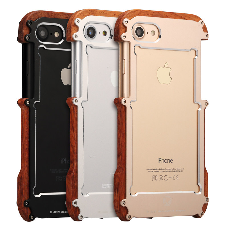 R-Just IRONWOOD Light Slim Timber Aluminum Metal Wood Bumper Case Cover for Apple iPhone 7 Plus & iPhone 7