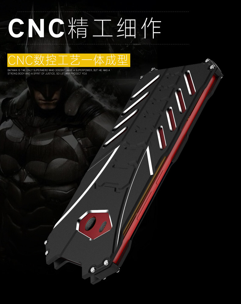 R-Just Batman Shockproof Aluminum Shell Metal Case with Custom Batarang Stent for HTC U11