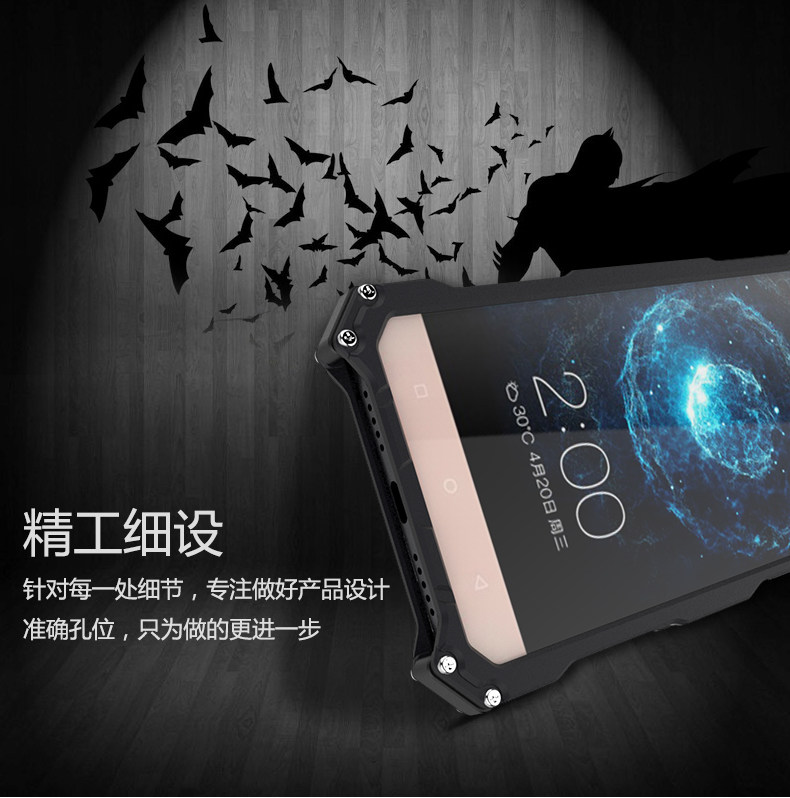 R-Just Batman Shockproof Aluminum Shell Metal Case with Custom Stent for LeEco Le Pro 3 & Le Max 2