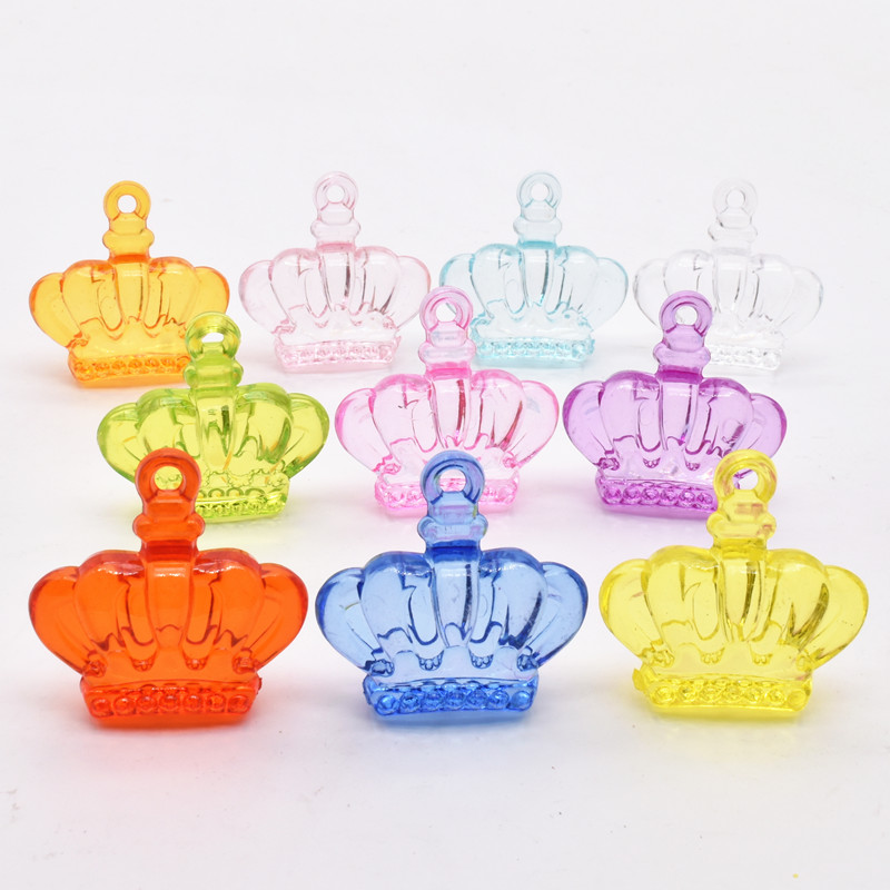 Children's acrylic crystal transparent crown crown pendant DIY string bead material hanging gemstone toy