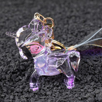 Childrens transparent acrylic crystal toy cartoon fairy tale unicorn pony Jewelry pendant student reward gift