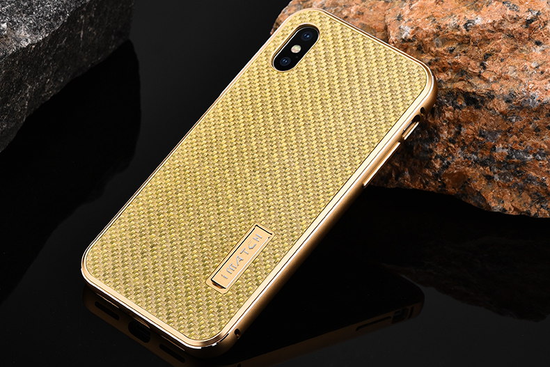 iMatch Luxury Aluminum Metal Bumper Carbon Fiber Back Cover Case for Apple iPhone X