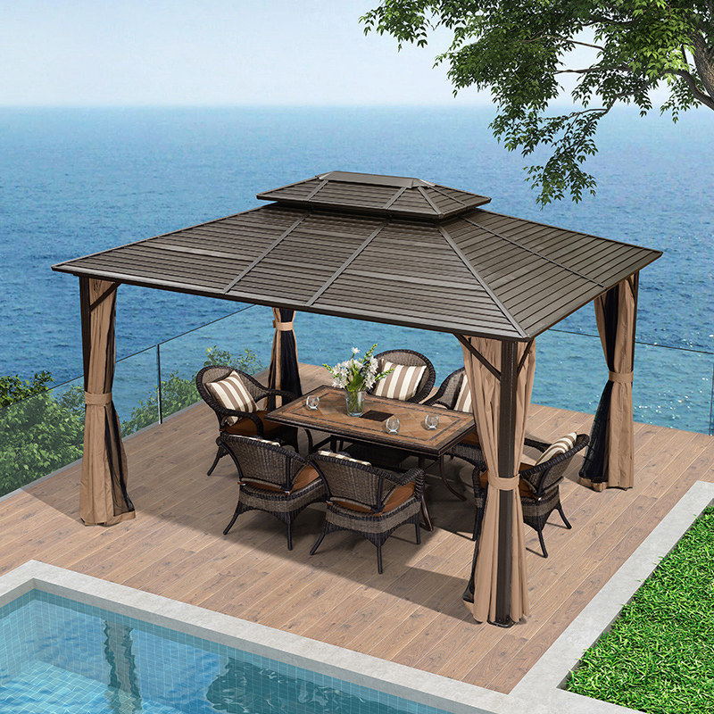 Outdoor gazettesVilla Courtyard Building aluminum alloy rooftop shade rainshaft tent European garden terrace pavilion