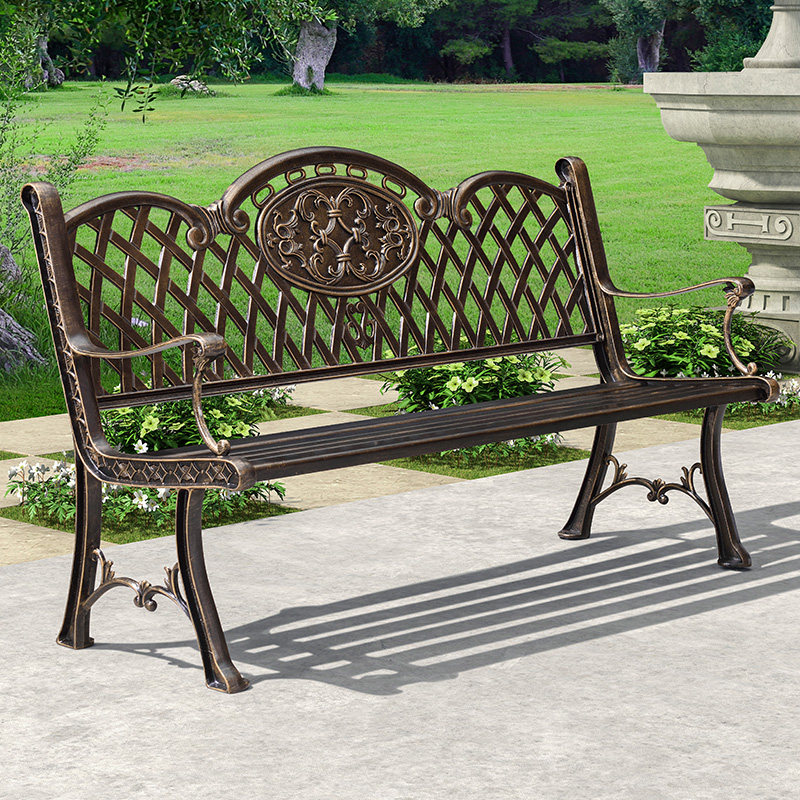 Park Chair Outdoor Square Iron Park bench area Outdoor Leisure Chair Retro Casting Aluminum Stretch Backs