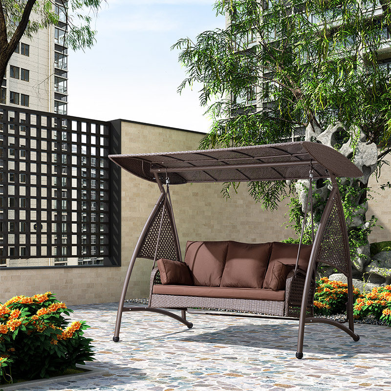 Outdoor swing rocking chair garden swing chair garden yard terrace home swing swing rattan wrought iron hammock