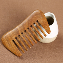 Green sandalwood comb Meridian breast scraping health massage hair loss portable sandalwood wood comb big tooth female male defense