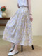 Oil Painting Style Pure Cotton Printed Skirt for Women, Summer Vacation Design, Hip-Covering, Slimming A-Line Skirt, Long Skirt for Petite Women