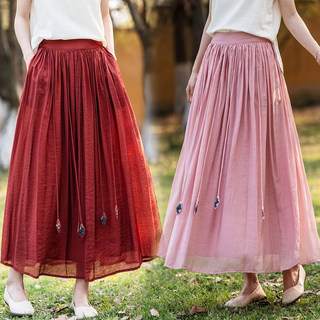White Tencel Linen Skirt for Women, Spring/Summer 2025, Slimming, Elastic Waist, A-Line Skirt, Long Skirt, Petite Skirt