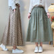 2025 New Style Artistic Cotton and Linen Printed Skirt, Small Floral Versatile High-Waisted Flared A-Line Mid-Length Skirt for Petite Figures