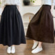 High-Quality Pure Cotton Jacquard Design A-Line Long Skirt, Spring and Autumn High-Waisted Mid-Length Loose Cotton Slimming Skirt