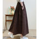 Woolen Skirt 2025 Autumn and Winter New Thickened Wool Plaid Retro A-Line Large Hem Mid-Length Skirt for Petite Women