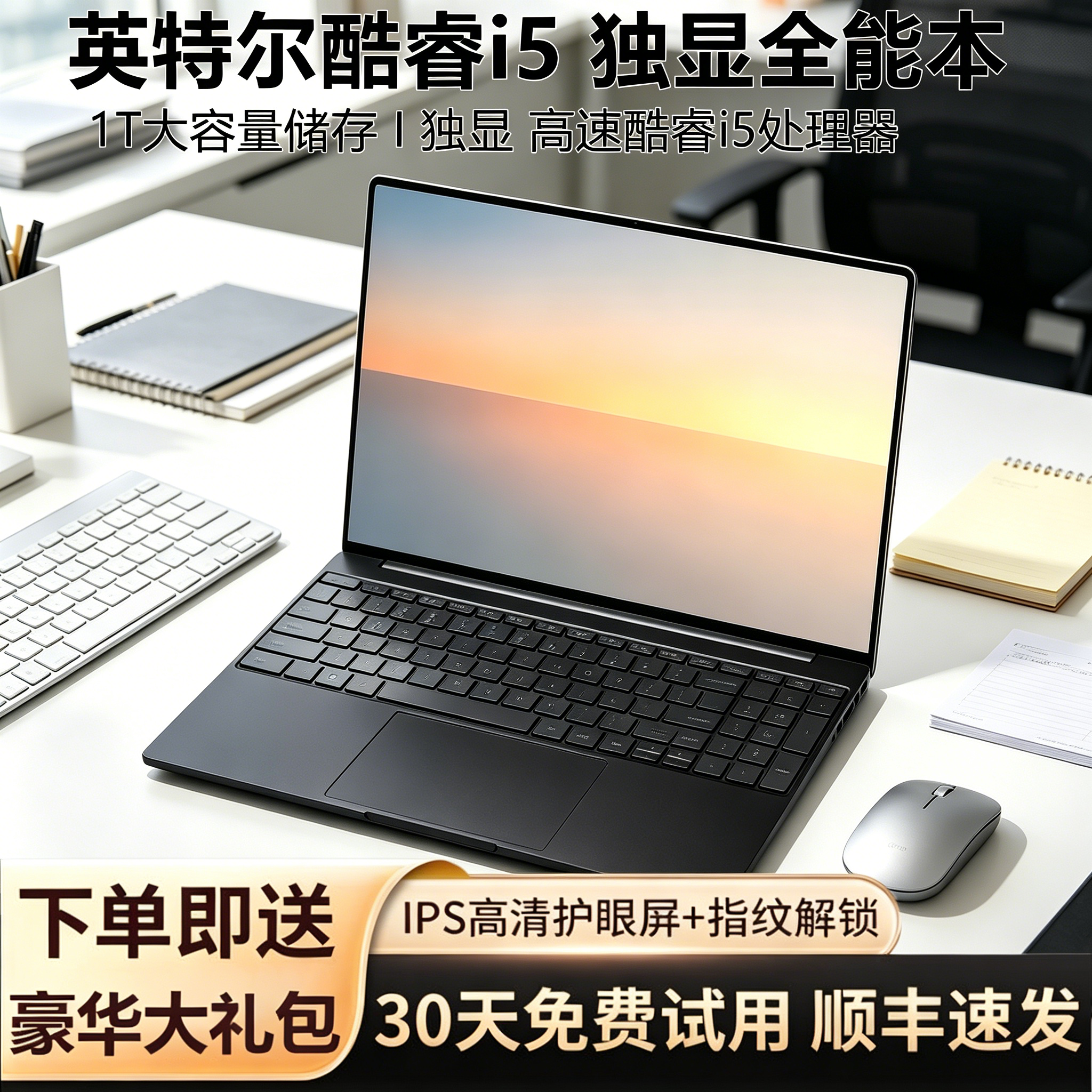 Игровой ноутбук i5 15,6" лёгкий тонкий, 8 ГБ RAM, SSD до 1 ТБ (серебристый/фуксия/серо‑чёрный)