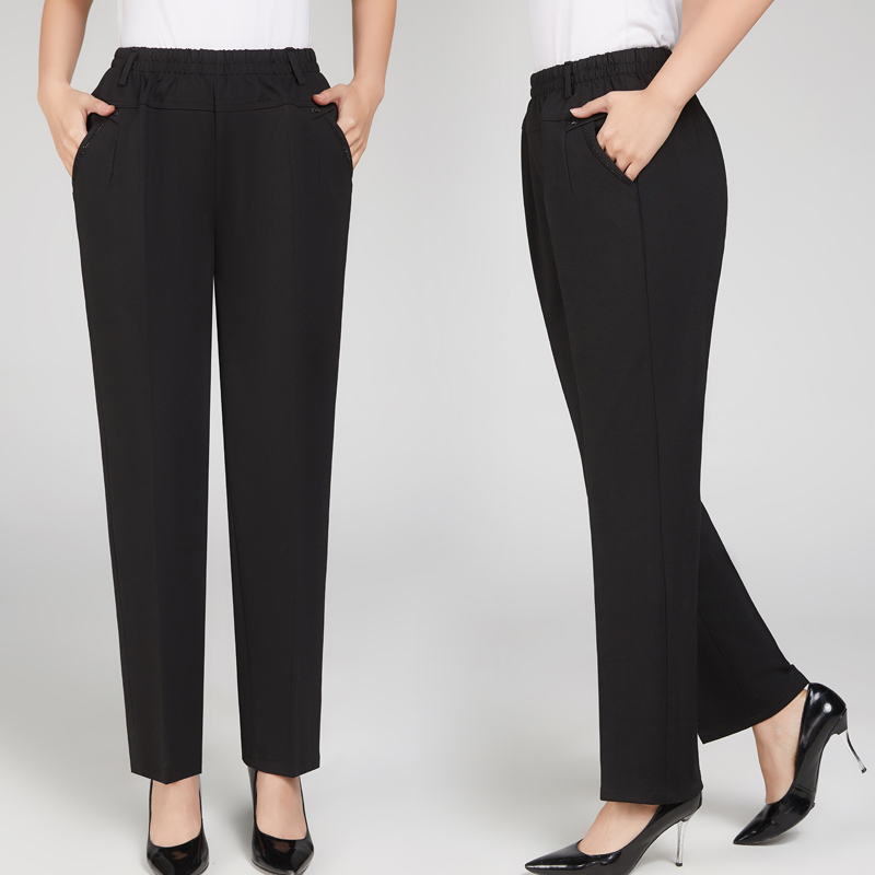 Middle Aged Girl Pants Spring Clothing High Waist Mom Pants 2022 New Spring Autumn Seniors Loose straight drum Old-aged women's pants