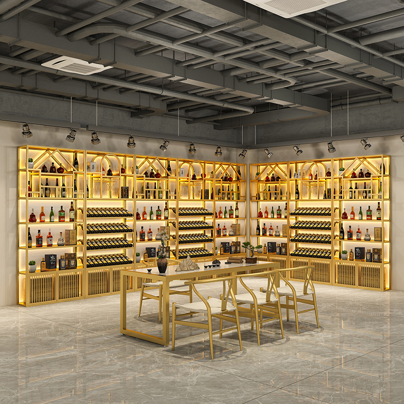 Wine cellar creative floor-to-ceiling multi-layer wine cabinet winery luminous red wine storage display rack custom dining room wine rack