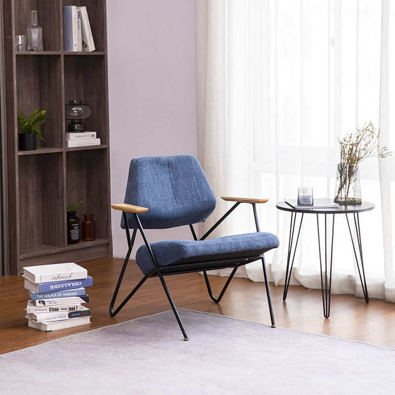 Single sofa chair wrought iron leisure modern solid wood simple table and chair combination balcony light luxury reading negotiation reception chair