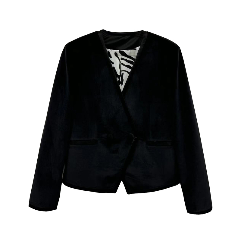 [Exclusive for Jie Ge Fans] Black Velvet Blazer, High-End Loose-Fitting Slim-Fit Small Suit Tyaw138