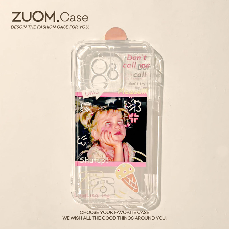 zuom minimalist art white eye girl applicable apple 13mini phone shell iphone12promax new ins wind 11 transparent anti-fall x xr woman 8p protection