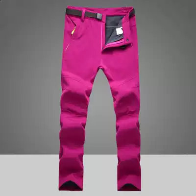 Outdoor stormtrooper pants women plus velvet thickened warm mountaineering and ski pants windproof and water repellent soft shell stormtrooper pants men wear-resistant