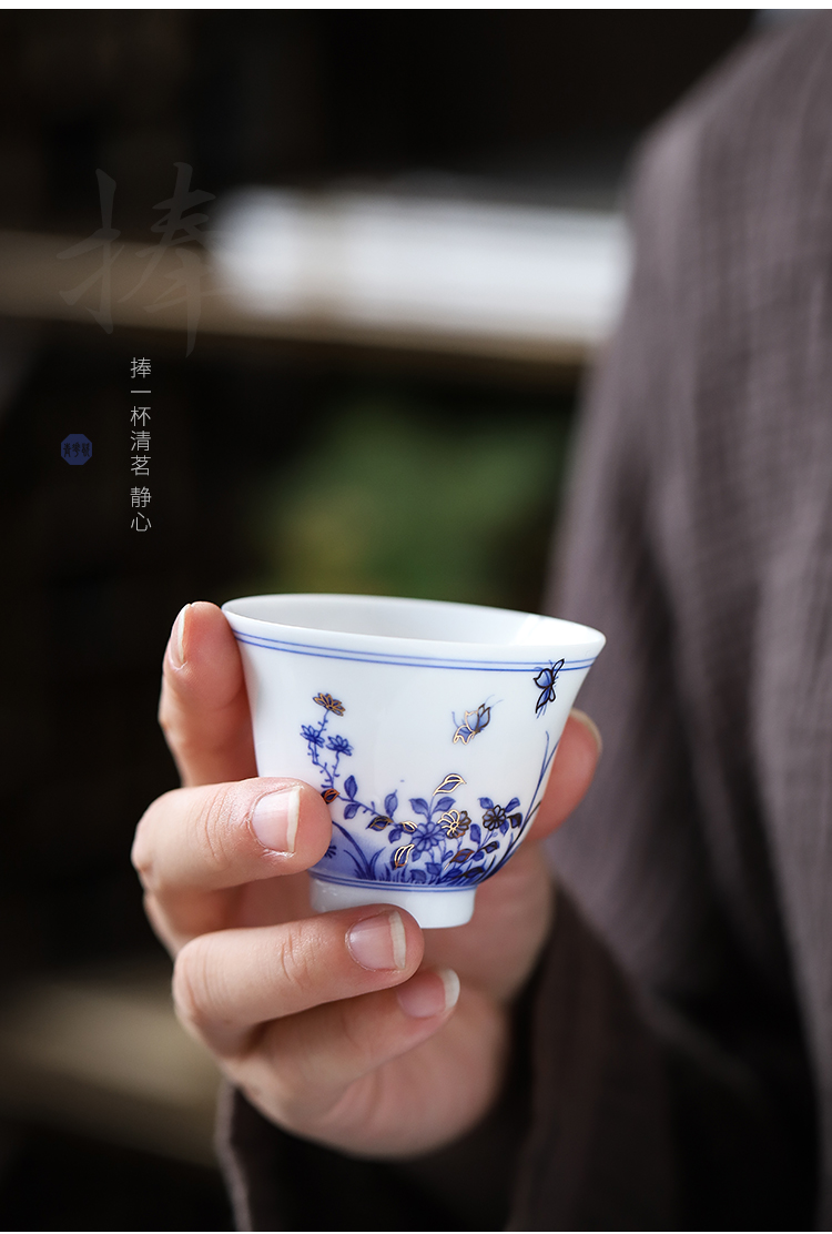 In building kung fu tea set of blue and white porcelain ceramic Japanese household contracted tea teapot teacup gift box