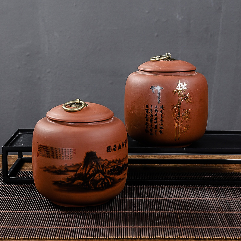 In building violet arenaceous caddy fixings kung fu tea set household puer tea pot seal big storage tank tea