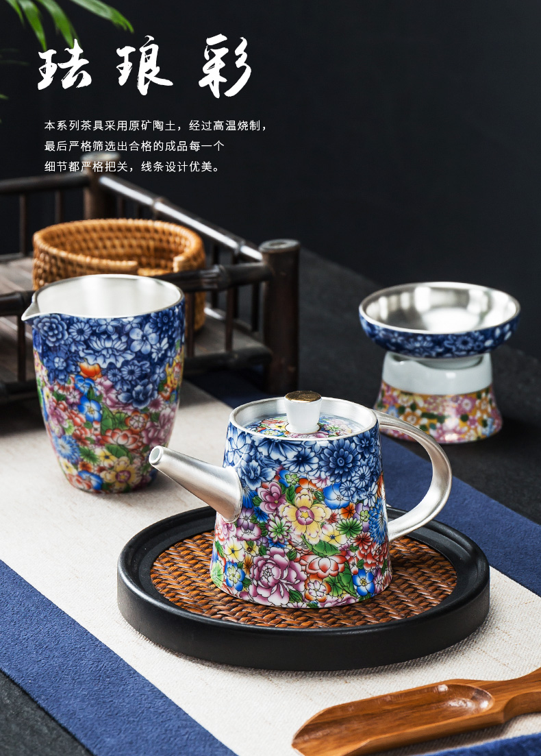 In floor coppering. As the silver tea set a complete set of ceramic tea set colored enamel kung fu Japanese teapot teacup gift boxes