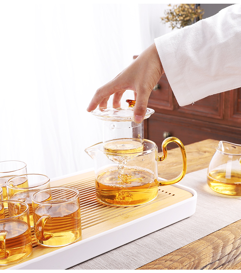 In building glass tea set kung fu tea cup flower pot transparent contracted and I tea tea, home