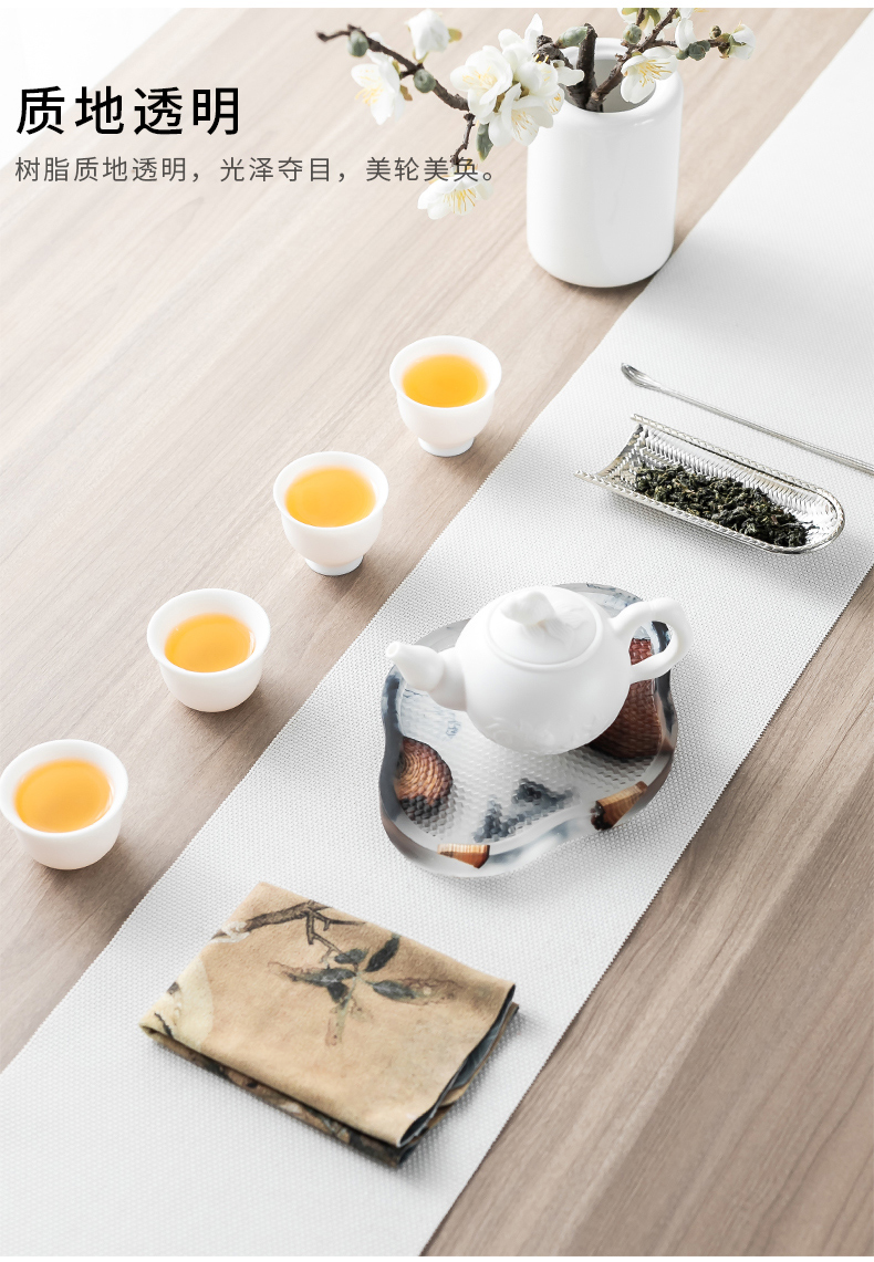 In building glass ink pot bearing rosin kung fu tea tea set dry plate dry dip contracted household saucer dish