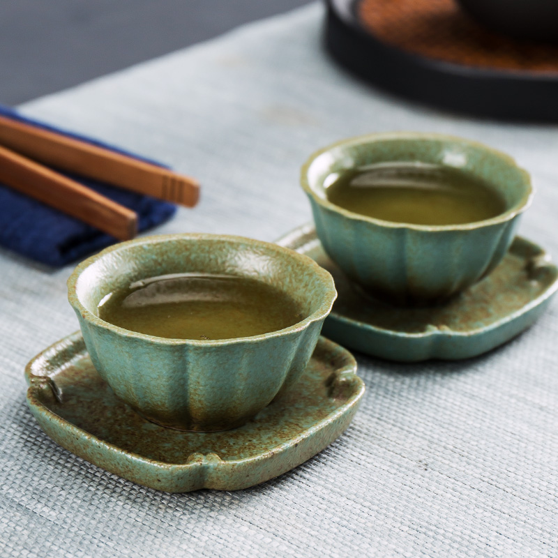 Chinese style restoring ancient ways in building ceramic cup mat zen tea coarse pottery cup insulation kung fu tea set sample tea cup