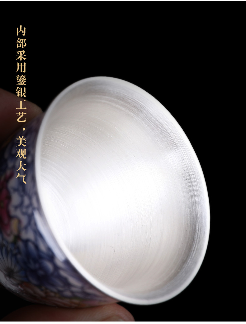 In building ceramic kung fu tea cups hat to flower silver colored enamel coppering. As hand - made the master sample tea cup cup single CPU