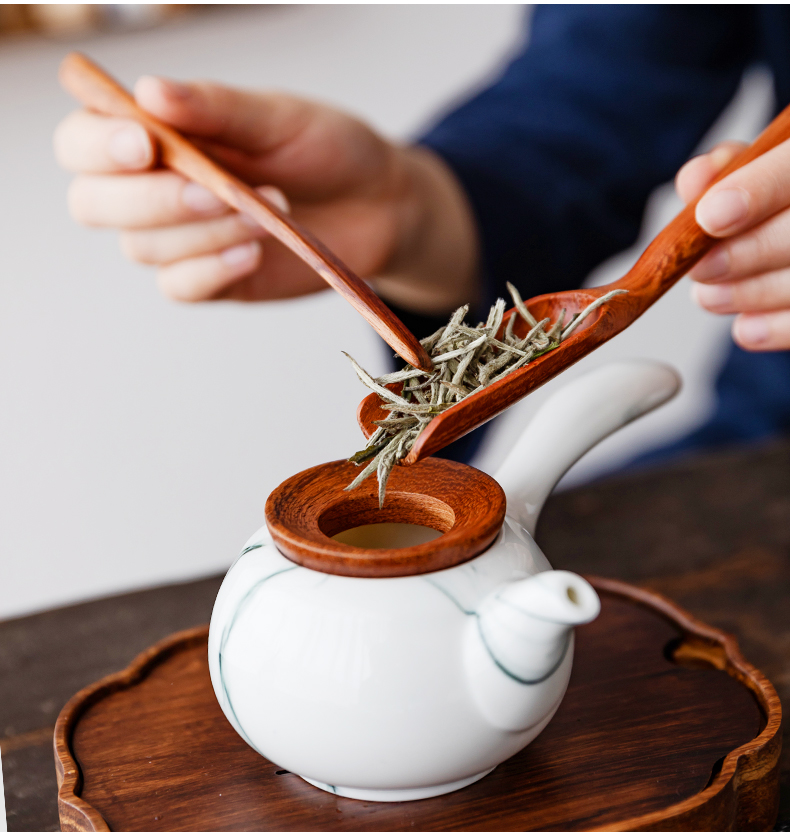 Ink painting in building up ceramic teapot kung fu tea set home office contracted tea side single pot, the pot