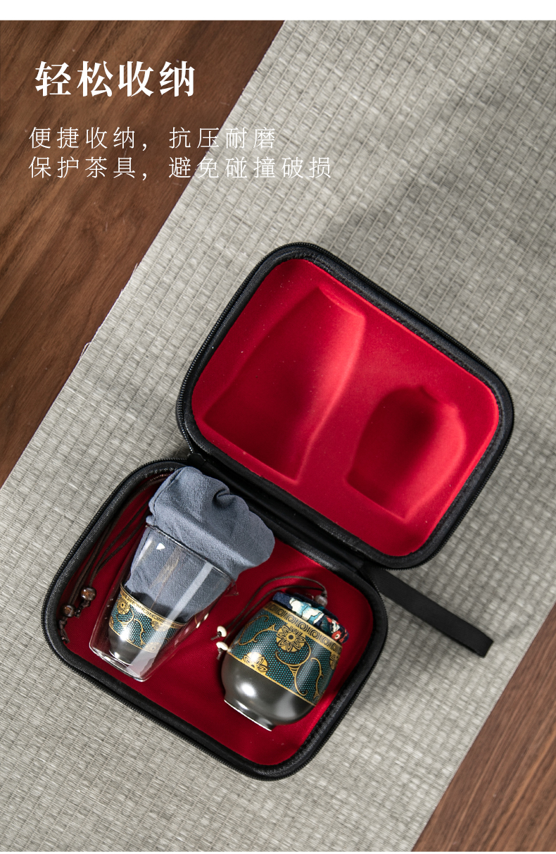 In building ceramic travel kung fu tea set suit portable bag crack cup car is suing tea kettle