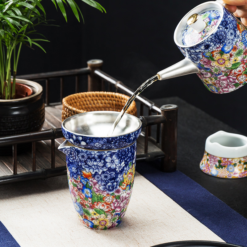 Hidden cave floor silver colored enamel coppering. As large fair keller of tea and a cup of tea sea points kung fu tea set ceramic blue and white porcelain