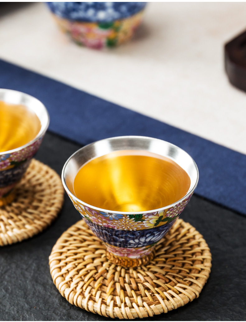 Floor In kung fu tea tasted silver gilding ceramic sample tea cup home tea tea cups, teapots master cup single CPU