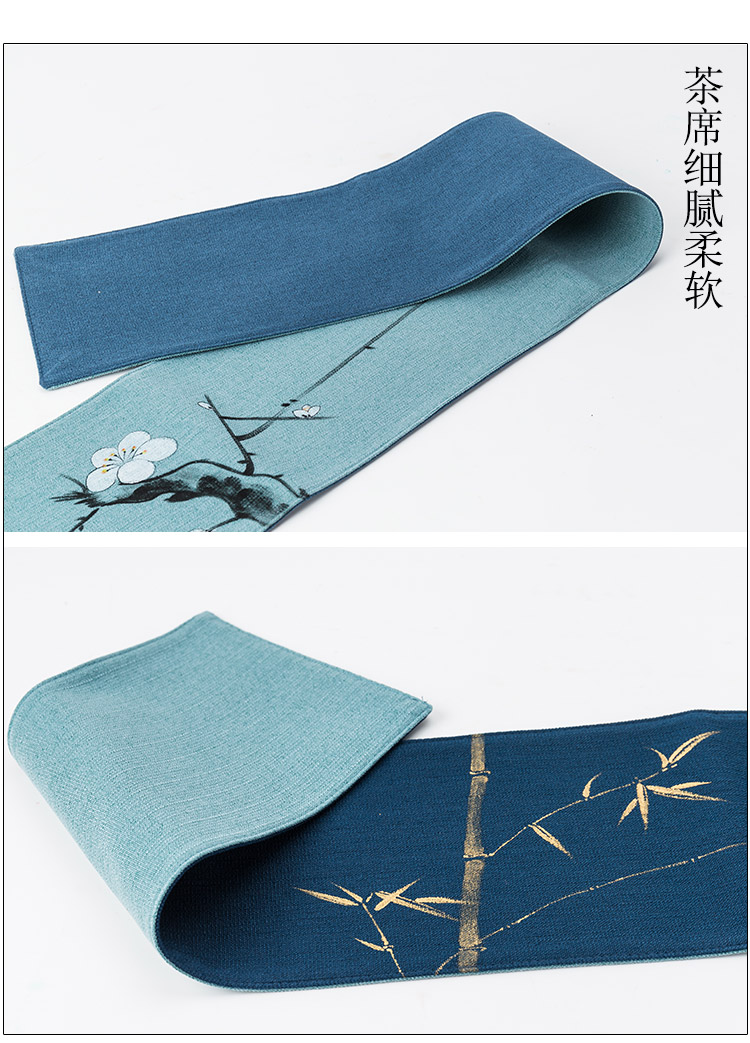 Building in cotton and linen tea mat bamboo curtain bamboo bamboo mat mat linen tea towel tea table flag tea Japanese in Taiwan