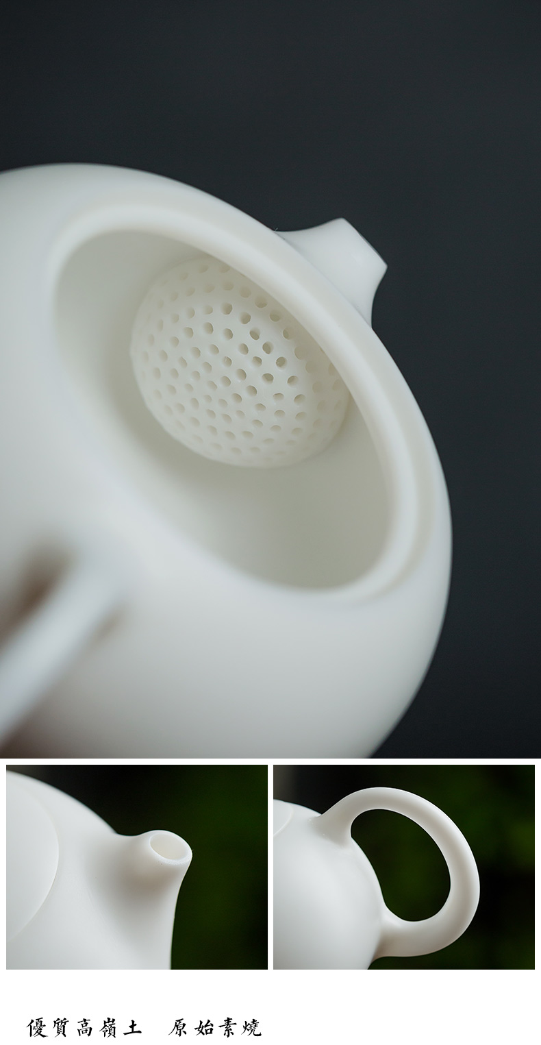 In floor white porcelain kung fu tea sets manual suet jade porcelain home office tea cup lid bowl