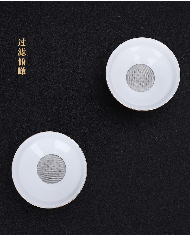 In floor enamel Mosaic gold silk peony filtering kung fu tea set white porcelain tea filters)